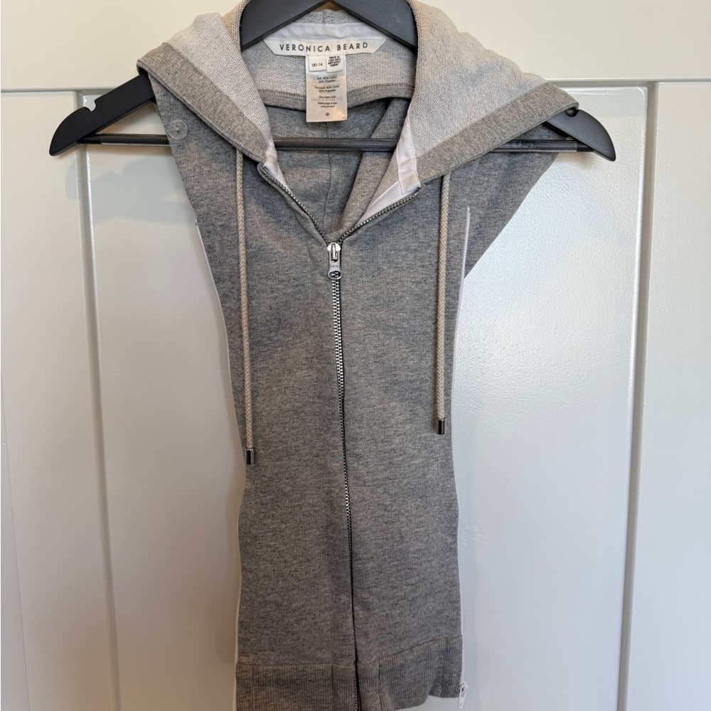 Veronica Beard Gray Zip-Up Hoodie Vest